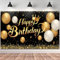 Geburtstagsdeko Party Dekoration,180x115cm Große Geburtstag Banner Happy Birthday Schwarz Gold Zeichen Poster Hintergrund für Frau Männer Mädchen Jungen Geburtstag Party Deko