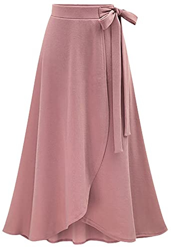 Graceyo Damen Lange Rock A Linie Röcke mit Bandagen Elegante Hochzeit Maxiröcke Freizeitrock Elastische Hohe Taille Faltenrock Midi Röcke Chiffonrock Damenrock