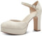 Tamaris Damen Pumps mit Riemen Vegan Blockabsatz; IVORY PATENT/beige; 38 EU