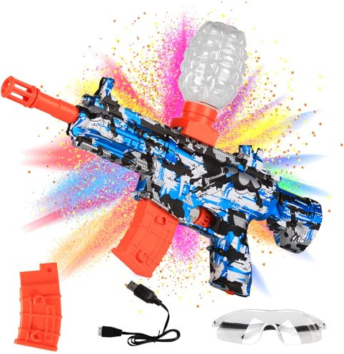 Electric Gel Ball Blaster, Splatter Ball Blaster Automatic with 50000 Rounds and Goggles, Gel Blaster Toy Outdoor Yard Activities Shooting Team Game for Ages 14+