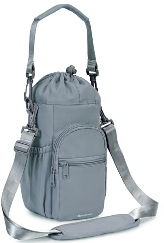 Sportsnew Insulated Water Bottle Carrier with Shoulder Strap - Sling Bag 1L with Phone Pocket - Blue