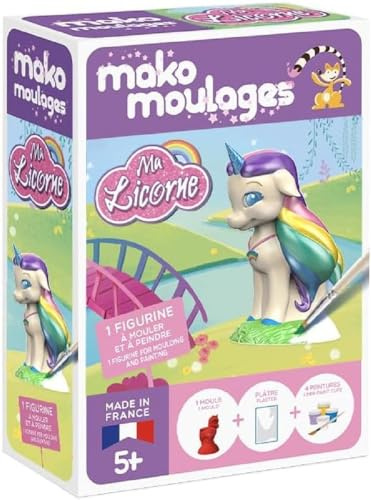 Mako Moulages Ma Licorne Arc en Ciel - Kit de Loisirs créatifs de Moulage et Peinture plâtre d'1 Licorne - Made in France - Etui unitaire - pour Enfants dès 5 Ans - 39108