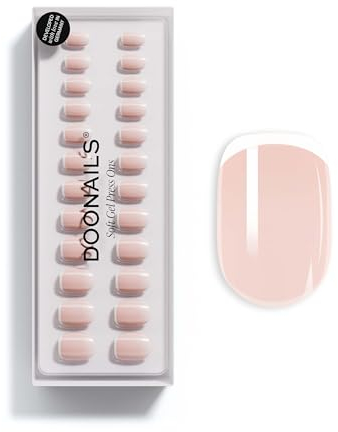 DOONAILS – Press On Nails 30er Set Classic French Square Form Creme/Weiß– Nägel zum Aufkleben Full Cover in Salonqualität – French nails soft gel Extra Short – Natürliches & angenehmes Tragegefühl