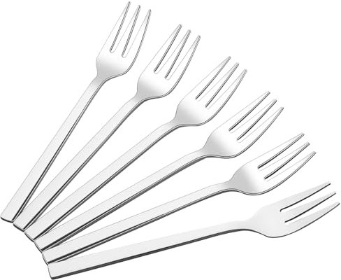 Doryh 12 Pieces Stainless Steel Cake Forks, 3-Tine Small Fork Set for Dessert, Appetizer