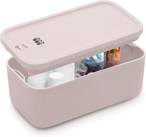 Sightday låsbar förvaringsbox, medicinförvaringsbox, kylskåpslåda för kök/hem/skola/kyl/personlig/resor/kontor/mobiltelefon (beige)