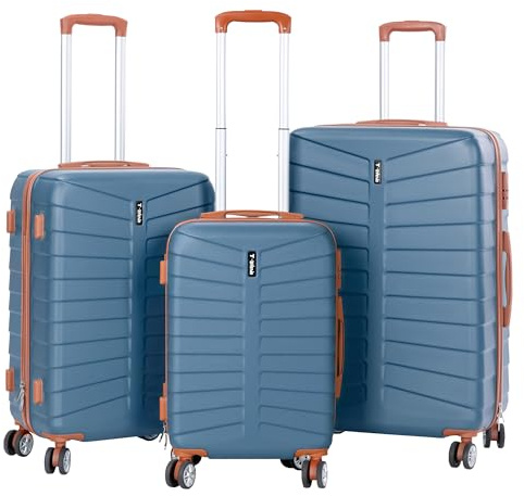 Juego de 3 Maletas Viaje Rígidas ABS con Ruedas 360° | Trolley Maleta de Cabina Ligero y Resistente | Equipaje de Mano, Mediana y Grande | Cerradura , Asa Telescópica, Interior Organizado Diseño