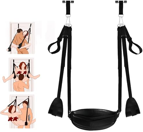 BDSM Altalena sessuale, Sex Toys per coppie, Utilizzato per altalene sessuali BDSM da porta, Bondage e Restrizioni sessuali, Tracolla regolabile con Cuscino di seduta in peluche