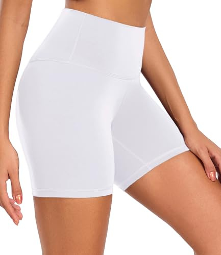 wirarpa Pantalones Cortos Deportivos para Mujer Pantalones Cortos de Yoga de Cintura Alta Mallas Cortas de Mujer para Yoga Correr Fitness Ciclista Gym Running Blanco Talla Medio