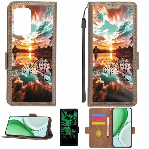 Aroepurt fodral kompatibelt med Cricket U655AC telefonfodral flipskydd [med härdat glas skärmskydd] [RFID-blockering] [ljuseffekt] LPT-FJ