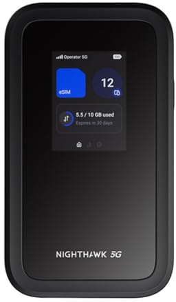 NETGEAR Nighthawk M7 | 5G MiFi Router with eSIM | Unlocked Portable WiFi Hotspot With Physical Sim Slot, compatible with any provider | 5G/4G/LTE – for Travel, Work | WiFi 7| 3.6 Gbps | MH7150