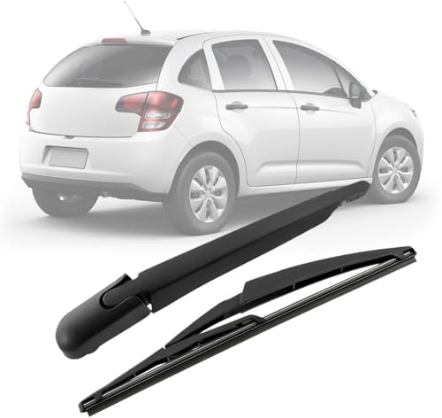 Braccio e Spazzola Tergilunotto Posteriore Compatibile con Citroen C3 2009-2016, Braccio Tergicristallo Posteriore Gomma, Kit Spazzole Tergicristallo Posteriore impermeabile