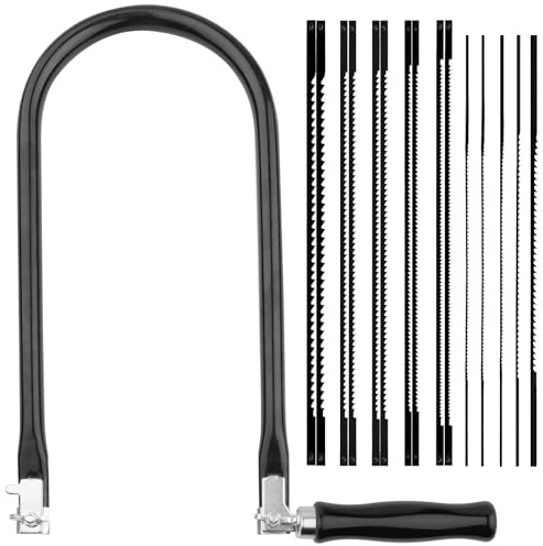 TXErfolg Set di Seghetti da Traforo con 15 Lame (4#6#8#10#12#10T14T18T24T32T) e Arco, Seghetto Manuale per Plastica e Legno con Impugnatura in Legno, Tagli di Precisione