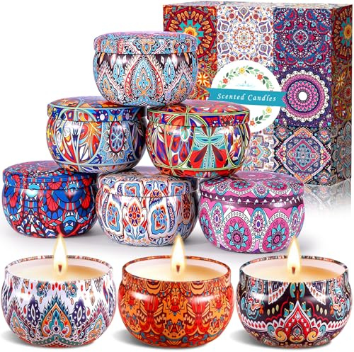 ZPQAODI 9Pcs Candele Profumate Regalo Set, Cera di Soia Candele Aromaterapia per Anniversario Natale San Valentino Festa della Mamma Bagno Yoga Compleanno Decorazione, Regalo Donna