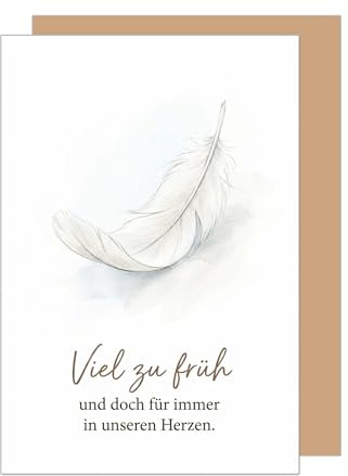 Edition Seidel Högkvalitativa sorgkort med kuvert – sorgkort – vikbart sorgkort med texten Viel zu früh In unseren Herzen