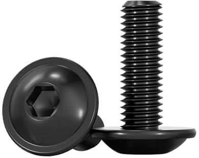 Linshuvudskruvar svart 304 rostfritt stål M6 M8 sexkant insexkant runt huvud med bricka, kragskruvar, 12 mm, 50 längd (M6 x 20 mm 10 st)