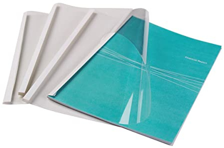 Fellowes 1.5mm Thermal Binding Covers - 1-8 Sheet Capacity - Pack of 100 White Thermal Binding Covers