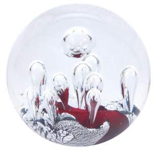 Traumkugel- Briefbeschwerer groß: Motiv Blasen über rot - schwarz - silbernem Grund