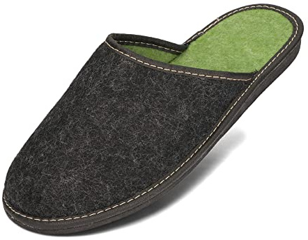 BeComfy Filttofflor för Herrar Gjorda av Naturlig Filt med Gummisula 40-46 EU
