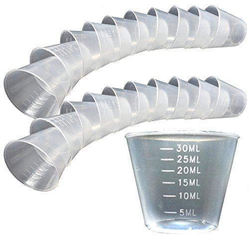 400 x 30ml Plastic Reusable Guided Measuring Cup Tablet Pill Tub Medicine Containers (4 Sleeves, 100 Cups per Sleeve)
