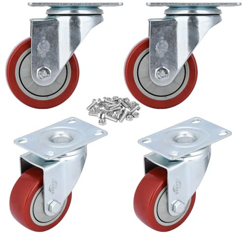 YOOGAA 3 Swivel Caster Wheels Heavy Duty Caster No Noise Wheels Set of 4 Without Brake Total Capacity 1000lbs