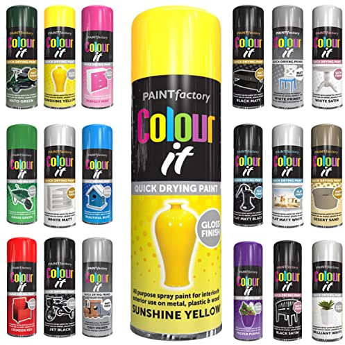 Classic Signature -1 x All Purpose Sunshine Yellow Aerosol Spray Paint 250ml Quick Drying Spray, Fast Dry and Excellent Coverage for Wood, Metal, Plastic and more