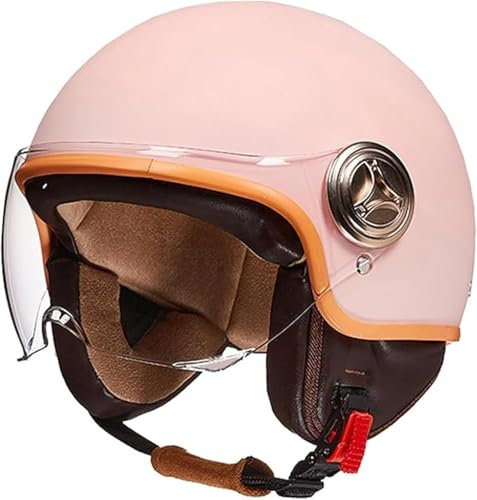 Motorradhelm mit Visier im Vintage-Retro-Stil - ECE-geprüfter Halbhelm für Kinder, Jugendliche, Männer und Frauen - Offener Helm, C, 54-61CM