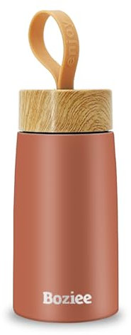 Boziee Borraccia termica da 250 ml, per bevande calde e fredde, senza BPA, in acciaio inox, per attività all'aperto (rosa marrone)