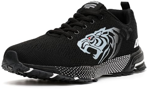 ASHION Löparskor för män, sportskor, ventilerande sneakers, sneakers, sneakers, lätta löparskor för väg, utomhus, joggingskor, promenadskor, En röd, 40 EU