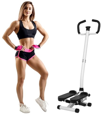 Stepper,Mini Stepper Fitness & Elliptique avec écran LCD Multifonction,Appareil d'entraînement 3 en 1 jusqu'à 150 kg,entraîneur de Jambe/Bras,Home Fitness,2 Sangles Extensibles (Noir+Blanc)