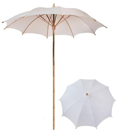 Parasol de Style Chinois de 220cm, Résistant Aux UV, Parapluie de Jardin de Shanghai en Bambou avec 10 Baleines pour Extérieur, Terrasse, Piscine