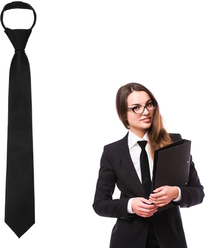 CIATBYYJ Svart slips för kvinnor, 40 cm förbundna slipsar, justerbara slipsar med dragkedja, JK-uniform slips med dragkedja, för flickor examen affärstid