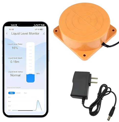 WLAN vattenlarm ultraljud vattennivåsensor vätskenivåindikator smart vattensensor, WiFi vatten olja tank nivåsensor för Tuya Smart Life-app, IP65 vattentät, realtidslarm