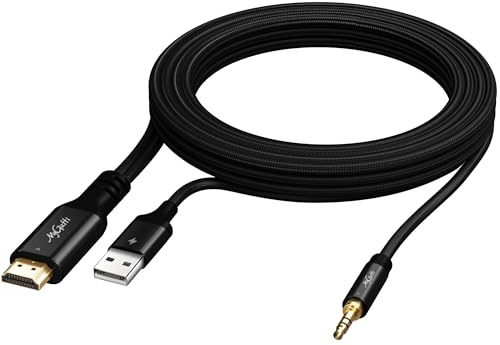 Mygatti 3 m unidirektional HDMI ARC/eARC auf 3.5mm AUX Stereo Audio Extraktor Konverterkabel, USB betriebener, 192 kHz PCM für TV-zu-Heimkino Systemverstärker/alte Lautsprecher – Plug & Play