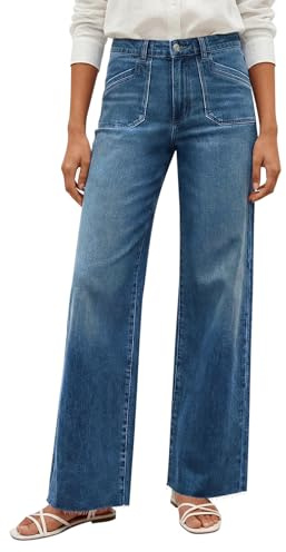 Cicy Bell Jeans larghi da donna a vita alta, pantaloni in denim dritti, Lavare Blu, 42