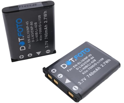2 x Dot.Foto NP-45, NP-45a, NP-45s Premium 3.7v / 740mAh Rechargeable Battery for Fujifilm INSTAX Mini 90 FinePix XP50 XP60 XP70 XP80 XP90 XP120 XP130 XP140 T350 T360 T400 T500 T510 T550 JX500 JX520