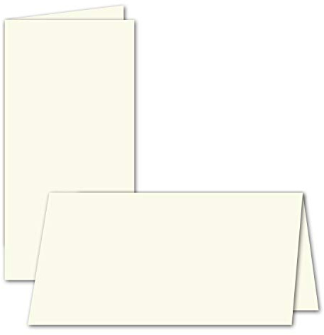 NEUSER PAPIER 50x Papel de inserción Plegable para Tarjetas Dobles DIN largas - Crema - 205 x 205 mm (205 x 102 mm Plegado) - Ideal para Imprimir con Tinta y láser