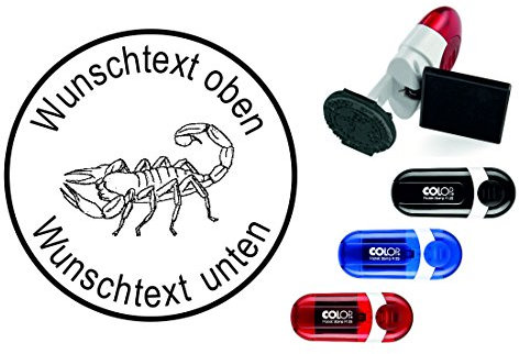 Geocaching-stämpel SKORPION – med personligt namn – Ø 24 mm