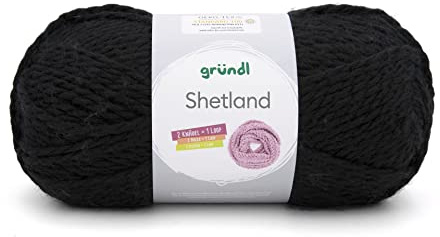 Gründl Wolle Shetland - Dicke Wolle zum Häkeln und Stricken - Winterwolle - Weich und wärmend - 80% Polyacryl, 20% Wolle - 1 Knäuel 100 g / 170 m - Nadelstärke 7-8 - Schwarz