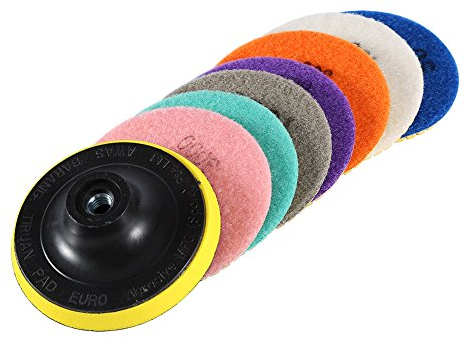 Juego de 8 piezas 4inch /100mm Discos abrasivos de agua, Almohadillas de Pulido en Seco en Húmedo con Discos Adhesivos para Piedra de Hormigón de Mármol de Granito 50/100/300/800/1500/2000/3000
