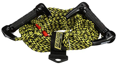 Seachoice Water Ski Rope, 75 Ft. Long, Dual 5-1/2 in. Handles w/Textured Rubber Grips,Yellow/Black