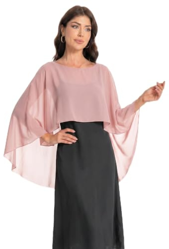 Baoqiya Chales y envolturas para mujer para vestidos de noche, chal suave de gasa para dama de honor, capa de gasa para cubrir la boda, Rosa (Blush), Talla única