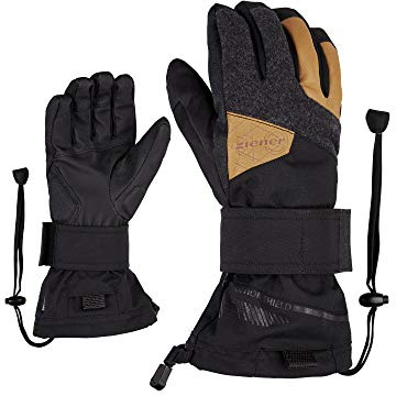 Ziener Erwachsene Maximus AS Snowboard-Handschuhe/Wintersport | Wasserdicht, Atmungsaktiv, Protektor Innenseite und Oberhand, Black/tan, 7, Schwarz