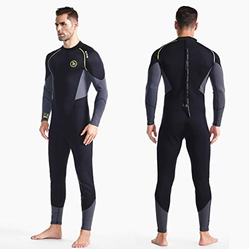 ZCCO Herr våtdräkt – 1,5 mm neopren helkropp ett stycke med dragkedja på baksidan, ultra stretch för snorkling, dykning, simning och surfing (svart-1,5 mm, S)