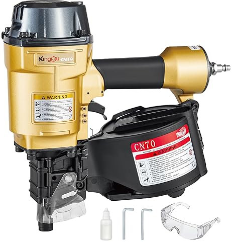 Kingou CN70 Pistola chiodatrice a spirale per pallet in legno Accetta chiodi da 1-3/4 pollici a 2-3/4 pollici pezzi Pistola sparachiodi a spirale Chiodatrice a spirale per imballaggio