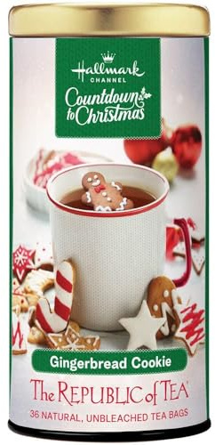 The Republic of Tea Hallmark Countdown to Christmas Gingerbread Cookie Herbal Tea, 36 Tea Bags