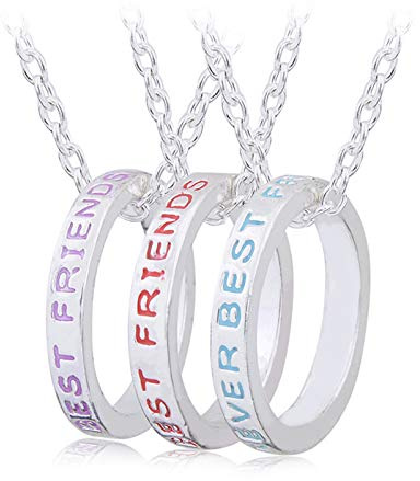 Regalo di amicizia per donne e ragazze – migliore amico Forever anelli collane per 3 migliori amici gioielli coordinati BBF regalo di compleanno Natale per sorelle