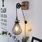 Industrielle Drahtkäfig Plug in Wandleuchte, Schwarze Rustikale Hängende Wandleuchte Lift-Rohrrolle mit Holzsockel,Ein Aus Kippschalter Pendelleuchte Dekor für Kopfteil Lesen Wohnzimmer Schlafzimmer