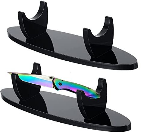 WANLIAN Présentoir en acrylique pour poignard de bureau (ovale noir, 1 pièce)