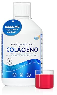 Swedish Nutra Integratore liquido collagene marino 10.000 mg - 500 ml, 20 giorni | Acido ialuronico, biotina, vitamina C per capelli, pelle, unghie, articolazioni | Senza zucchero | Per uomini e donne