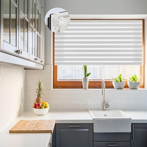 Doppelrollo Klemmfix ohne Bohren 55 x 70 cm Hitzeschutz, Sichtschutz Rollo Verdunkelung mit Klemmträger für Tür & Fenster, Weiß